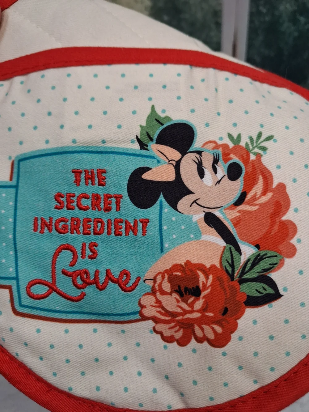 Disney Minnie Mouse Kids Oven Mitt and Pot Holder Set - Red/Teal